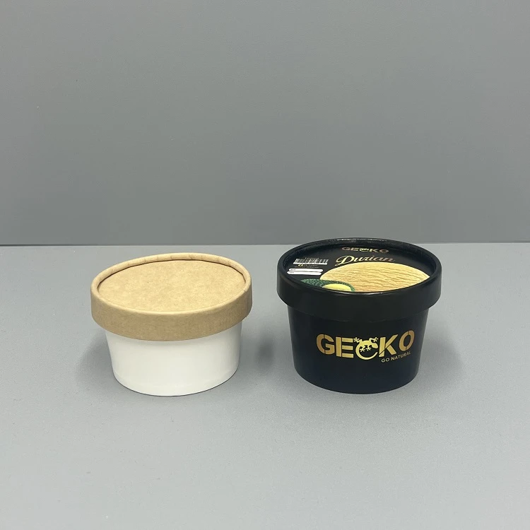 Vasos blancos para helado de 3oz con tapas para puestos móviles de helado